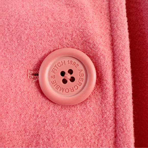 90s Abercrombie & Fitch Jacket Peacoat Wool Blend Size Large Vintage Salmon Pink - Picture 3 of 7